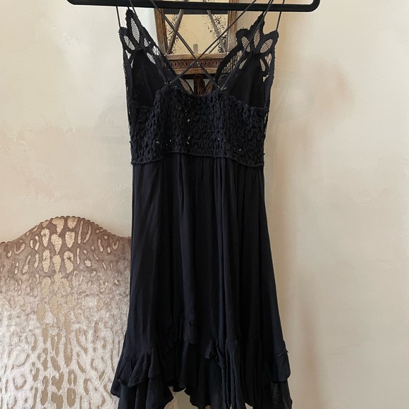 Free People Black Embroidered Lace Cotton Dress - Picture 4 of 5